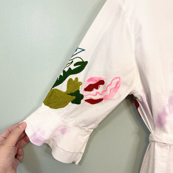 Almatrichi Womens Colorful Embroidery Floral Surplice Wrap-Around Dress Size 10 - Picture 3 of 16